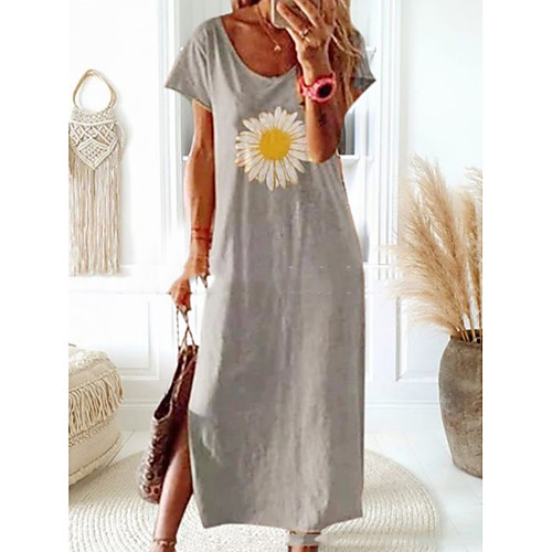 Women's Shift Dress Midi Dress Gray Short Sleeve Floral Summer Round Neck Streetwear 2021 S M L XL XXL 3XL
Women's Shift Dress Midi Dress Gray Short Sleeve Floral Summer Round Neck Streetwear 2021 S M L XL XXL 3XL