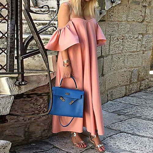 Women's Maxi Shift Dress - 3/4 Length Sleeve Solid Color Summer Strap Casual 2020 White Black Blushing Pink S M L XL XXXXL
Women's Maxi Shift Dress - 3/4 Length Sleeve Solid Color Summer Strap Casual 2020 White Black Blushing Pink S M L XL XXXXL