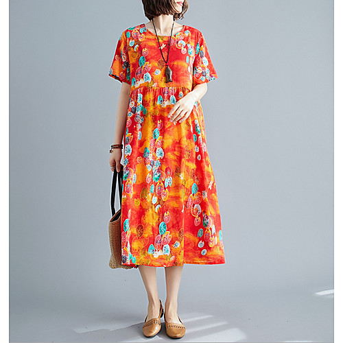 Women's A Line Dress - Short Sleeves Floral Summer Street chic Loose 2020 Blue Orange One-Size
Women's A Line Dress - Short Sleeves Floral Summer Street chic Loose 2020 Blue Orange One-Size