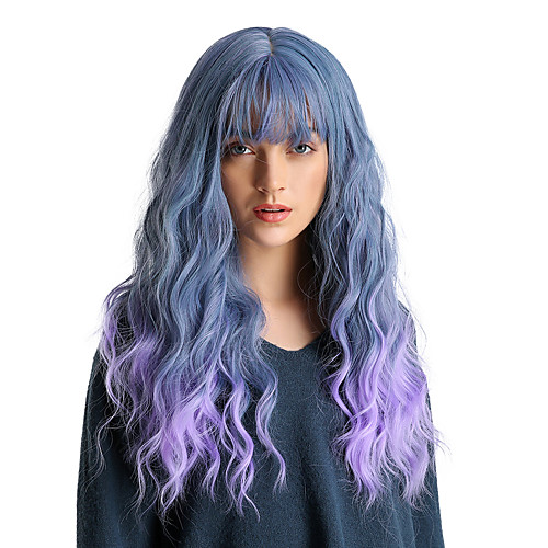Synthetic Wig Bangs Wavy Water Wave Side Part With Bangs Wig Ombre Long Black / Smoke Blue Ombre Blue Synthetic Hair 24 inch Women's Cosplay Women Synthetic Blue Ombre HAIR CUBE / Ombre Hair
Synthetic Wig Bangs Wavy Water Wave Side Part With Bangs Wig Ombre Long Black / Smoke Blue Ombre Blue Synthetic Hair 24 inch Women's Cosplay Women Synthetic Blue Ombre HAIR CUBE / Ombre Hair
