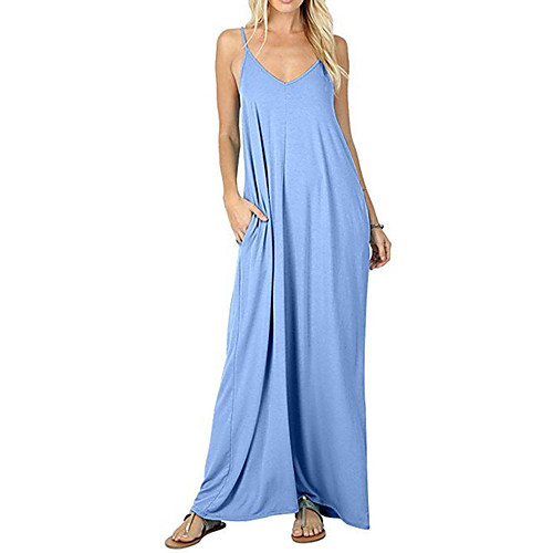 Women's Maxi Shift Dress - Sleeveless Solid Color Summer Strap Street chic 2020 Black Blue Purple Red Navy Blue S M L XL XXL
Women's Maxi Shift Dress - Sleeveless Solid Color Summer Strap Street chic 2020 Black Blue Purple Red Navy Blue S M L XL XXL