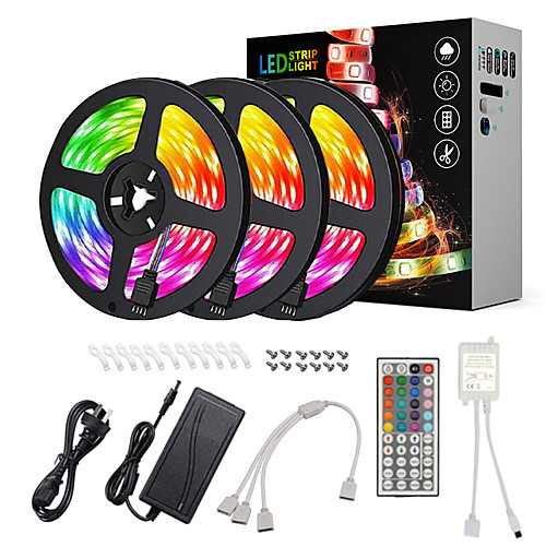 

ZDM 15m Light Sets 450 LEDs 5050 SMD 10mm 1 12V 6A Adapter 1 44Keys Remote Controller 1 DC Cables 1 set RGB Waterproof Cuttable Linkable 100-240 V / IP65 / Self-adhesive