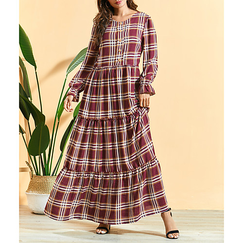 Women's Maxi A Line Dress - Long Sleeve Plaid Patchwork Button Summer Fall Elegant Boho Daily Going out Flare Cuff Sleeve 2020 Red M L XL XXL
Women's Maxi A Line Dress - Long Sleeve Plaid Patchwork Button Summer Fall Elegant Boho Daily Going out Flare Cuff Sleeve 2020 Red M L XL XXL