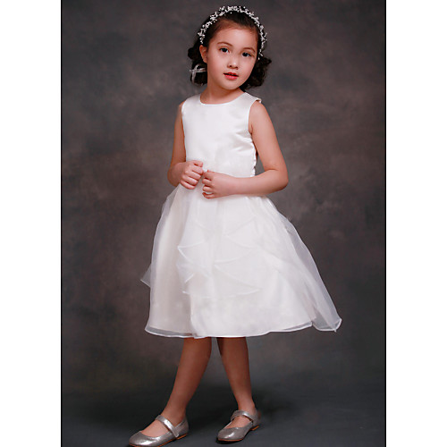 A-Line Tea Length Party / Wedding Flower Girl Dresses - Organza / Satin Sleeveless Jewel Neck with Tier
A-Line Tea Length Party / Wedding Flower Girl Dresses - Organza / Satin Sleeveless Jewel Neck with Tier