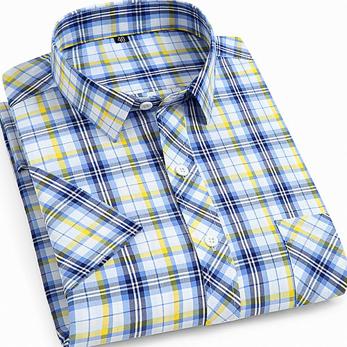 Men's Plaid Print Shirt - Cotton Daily Button Down Collar Blue / Short Sleeve
Men's Plaid Print Shirt - Cotton Daily Button Down Collar Blue / Short Sleeve