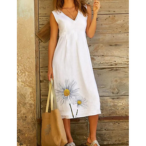 Women's Shift Dress Midi Dress - Sleeveless Floral Summer Elegant 2020 White S M L XL XXL XXXL
Women's Shift Dress Midi Dress - Sleeveless Floral Summer Elegant 2020 White S M L XL XXL XXXL