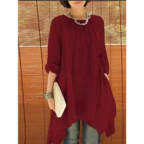 Women's A Line Dress - 3/4 Length Sleeve Solid Color Summer Casual 2020 Wine Camel Navy Blue Gray M L XL XXL XXXL XXXXL
Women's A Line Dress - 3/4 Length Sleeve Solid Color Summer Casual 2020 Wine Camel Navy Blue Gray M L XL XXL XXXL XXXXL