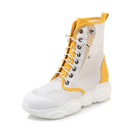 Women's Boots 2020 Spring & Summer Creepers Round Toe Casual Preppy Wedding Party & Evening Solid Colored Mesh / PU Mid-Calf Boots White / Black / Yellow
Women's Boots 2020 Spring & Summer Creepers Round Toe Casual Preppy Wedding Party & Evening Solid Colored Mesh / PU Mid-Calf Boots White / Black / Yellow