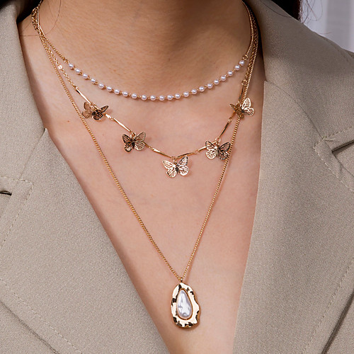 Women's Pendant Necklace Necklace Layered Necklace Classic Butterfly Classic Trendy Romantic Sweet Imitation Pearl Chrome Gold 50 cm Necklace Jewelry 1pc For Party Evening Street Birthday Party Beach
Women's Pendant Necklace Necklace Layered Necklace Classic Butterfly Classic Trendy Romantic Sweet Imitation Pearl Chrome Gold 50 cm Necklace Jewelry 1pc For Party Evening Street Birthday Party Beach