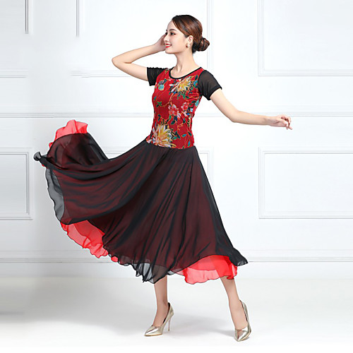 Ballroom Dance Dress Pattern / Print Split Joint Women's Training Performance Short Sleeve Chiffon
Ballroom Dance Dress Pattern / Print Split Joint Women's Training Performance Short Sleeve Chiffon