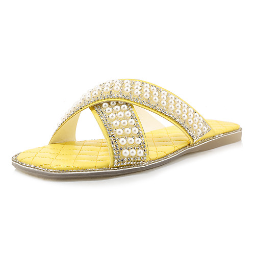 Women's Slippers & Flip-Flops Spring & Summer Flat Heel Open Toe Casual Minimalism Party & Evening Beach Imitation Pearl Solid Colored PU White / Black / Yellow
Women's Slippers & Flip-Flops Spring & Summer Flat Heel Open Toe Casual Minimalism Party & Evening Beach Imitation Pearl Solid Colored PU White / Black / Yellow