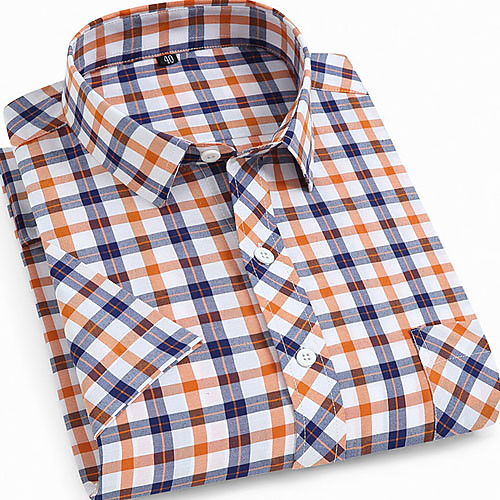 Men's Plaid Print Shirt - Cotton Daily Button Down Collar Orange / Short Sleeve
Men's Plaid Print Shirt - Cotton Daily Button Down Collar Orange / Short Sleeve