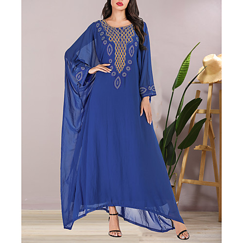 Women's Maxi Chiffon Dress - 3/4 Length Sleeve Solid Color Summer Fall Elegant Vintage Party Daily Batwing Sleeve Loose 2020 Blue One-Size
Women's Maxi Chiffon Dress - 3/4 Length Sleeve Solid Color Summer Fall Elegant Vintage Party Daily Batwing Sleeve Loose 2020 Blue One-Size