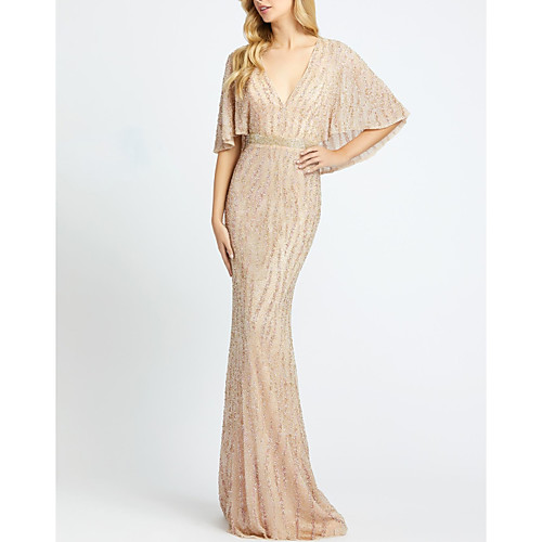 Mermaid / Trumpet Elegant Sparkle Engagement Formal Evening Dress V Neck Half Sleeve Sweep / Brush Train Sequined with Crystals 2020
Mermaid / Trumpet Elegant Sparkle Engagement Formal Evening Dress V Neck Half Sleeve Sweep / Brush Train Sequined with Crystals 2020