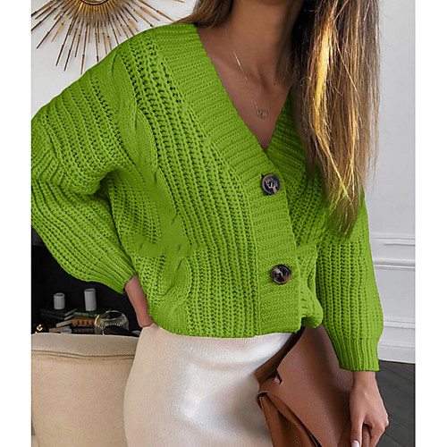 Women's Solid Colored Cardigan Long Sleeve Sweater Cardigans V Neck Blue Yellow Green
Women's Solid Colored Cardigan Long Sleeve Sweater Cardigans V Neck Blue Yellow Green
