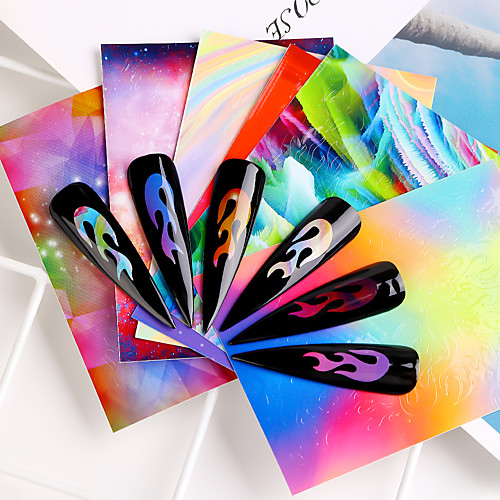 6 pcs Flame Nail Stickers Illusory Color Manicure Flame Stick Nail Stickers Laser Paste Carrageenan Manicure Pedicure Universal / Water Resistant
6 pcs Flame Nail Stickers Illusory Color Manicure Flame Stick Nail Stickers Laser Paste Carrageenan Manicure Pedicure Universal / Water Resistant