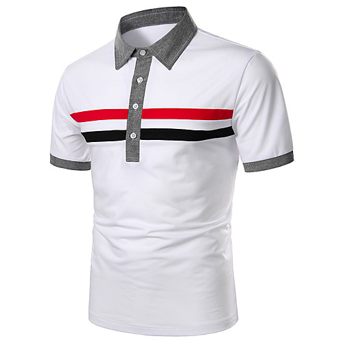 Men's Striped Black & White Patchwork Polo Basic Daily Work White / Navy Blue
Men's Striped Black & White Patchwork Polo Basic Daily Work White / Navy Blue