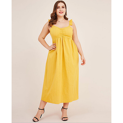 Women's Plus Size Strap Dress Knee Length Dress - Sleeveless Solid Color Summer Casual 2020 Yellow XXXL XXXXL
Women's Plus Size Strap Dress Knee Length Dress - Sleeveless Solid Color Summer Casual 2020 Yellow XXXL XXXXL