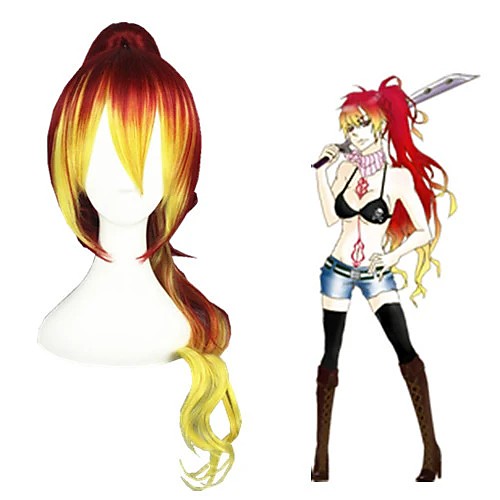 

Cosplay Wig Kirigakure Syura Ao No Exorcist Curly Cosplay Halloween With Bangs With Ponytail Wig Long Red Synthetic Hair 25 inch Women's Anime Cosplay Ombre Hair Mixed Color