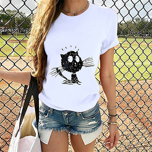 Women's T-shirt Graphic Tops - Print Round Neck Loose Cotton Basic Daily Summer White S M L XL 2XL 3XL 4XL
Women's T-shirt Graphic Tops - Print Round Neck Loose Cotton Basic Daily Summer White S M L XL 2XL 3XL 4XL