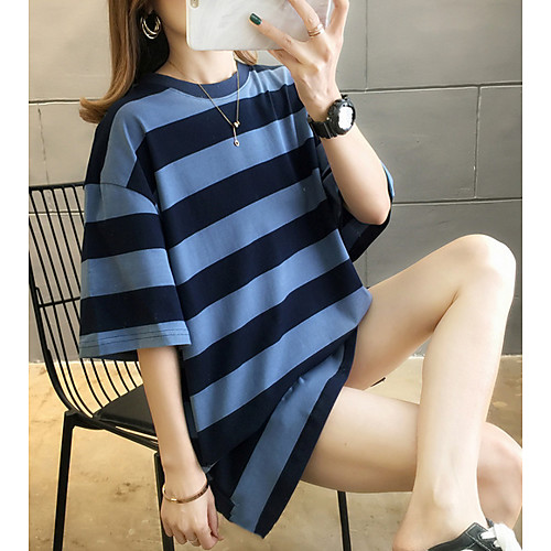 Women's Tops Striped T-shirt Round Neck Daily Blue Yellow Green M L XL 2XL
Women's Tops Striped T-shirt Round Neck Daily Blue Yellow Green M L XL 2XL