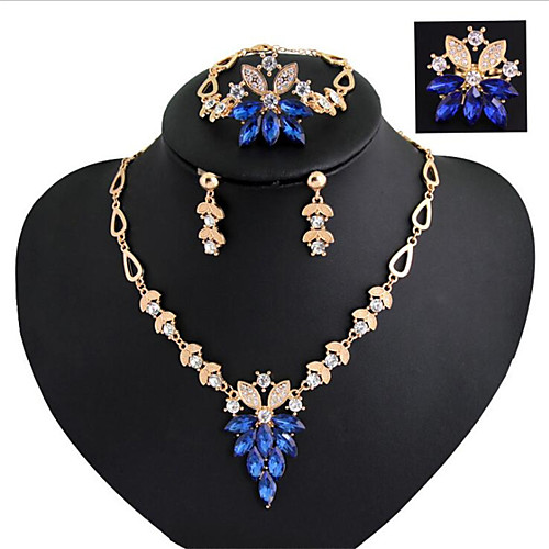 Women's Jewelry Set Classic Flower Stylish Gold Plated Imitation Diamond Earrings Jewelry White / Blue / Red For Anniversary Party Evening Festival 1 set
Women's Jewelry Set Classic Flower Stylish Gold Plated Imitation Diamond Earrings Jewelry White / Blue / Red For Anniversary Party Evening Festival 1 set