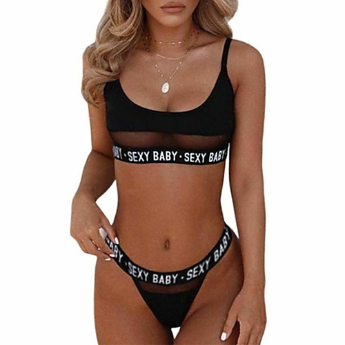 Women's Backless Mesh Suits Nightwear Solid Colored Letter White / Black M L XL / Strap
Women's Backless Mesh Suits Nightwear Solid Colored Letter White / Black M L XL / Strap