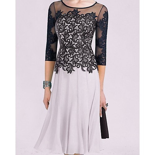 A-Line Mother of the Bride Dress Elegant Jewel Neck Knee Length Chiffon 3/4 Length Sleeve with Pleats Appliques 2020
A-Line Mother of the Bride Dress Elegant Jewel Neck Knee Length Chiffon 3/4 Length Sleeve with Pleats Appliques 2020