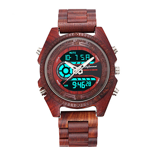 Men's Digital Watch Japanese Quartz Wood Black / Red / Brown Water Resistant / Waterproof Calendar / date / day Day Date Analog - Digital Fashion Cool - Black Red Brown
Men's Digital Watch Japanese Quartz Wood Black / Red / Brown Water Resistant / Waterproof Calendar / date / day Day Date Analog - Digital Fashion Cool - Black Red Brown