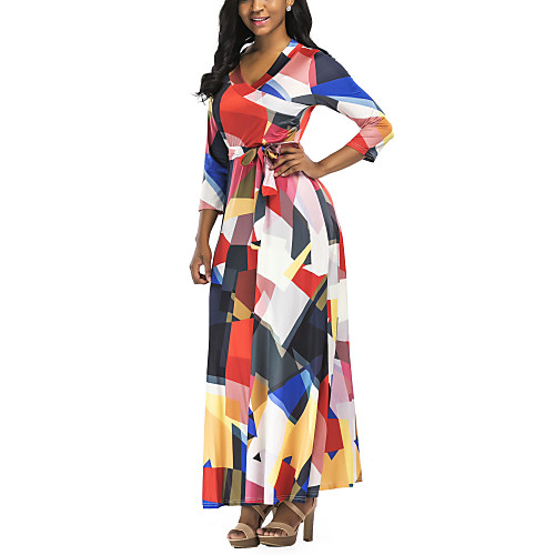 Women's Swing Dress Maxi long Dress - 3/4 Length Sleeve Color Block Summer Casual 2020 Black Red S M L XL XXL
Women's Swing Dress Maxi long Dress - 3/4 Length Sleeve Color Block Summer Casual 2020 Black Red S M L XL XXL