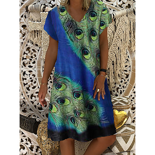 Women's Shift Dress Knee Length Dress - Short Sleeves Print Print Summer Casual Daily 2020 Blue M L XL XXL XXXL
Women's Shift Dress Knee Length Dress - Short Sleeves Print Print Summer Casual Daily 2020 Blue M L XL XXL XXXL