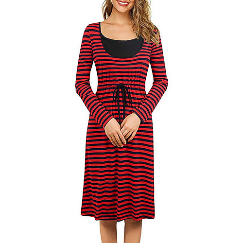 Women's A-Line Dress Knee Length Dress - Long Sleeve Striped Summer Casual 2020 Red Blushing Pink S M L XL XXL
Women's A-Line Dress Knee Length Dress - Long Sleeve Striped Summer Casual 2020 Red Blushing Pink S M L XL XXL