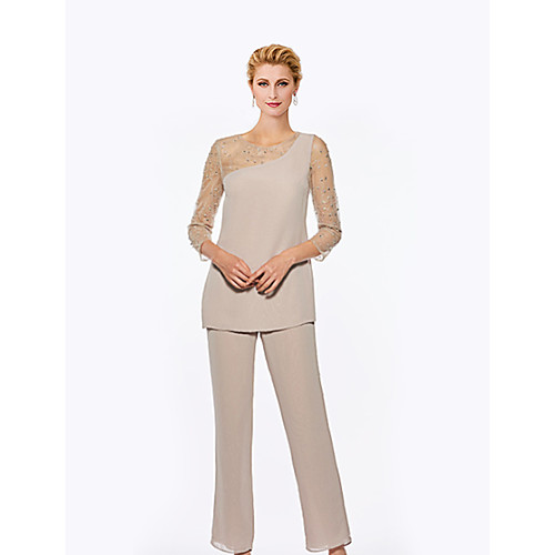 Two Piece Mother of the Bride Dress Elegant & Luxurious Jewel Neck Ankle Length Chiffon Tulle Long Sleeve with Beading Embroidery 2021
Two Piece Mother of the Bride Dress Elegant & Luxurious Jewel Neck Ankle Length Chiffon Tulle Long Sleeve with Beading Embroidery 2021