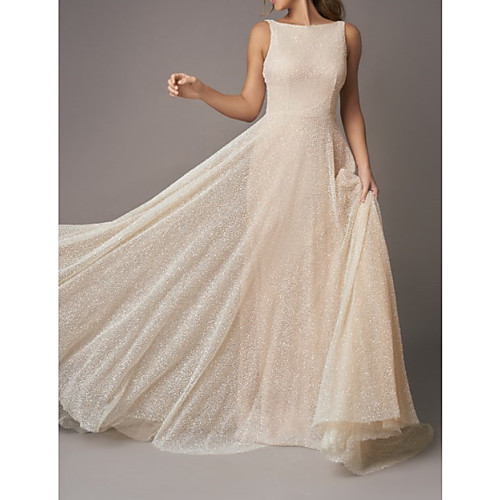 A-Line Wedding Dresses Jewel Neck Sweep / Brush Train Tulle Sleeveless Beach Backless with Ruched 2020
A-Line Wedding Dresses Jewel Neck Sweep / Brush Train Tulle Sleeveless Beach Backless with Ruched 2020