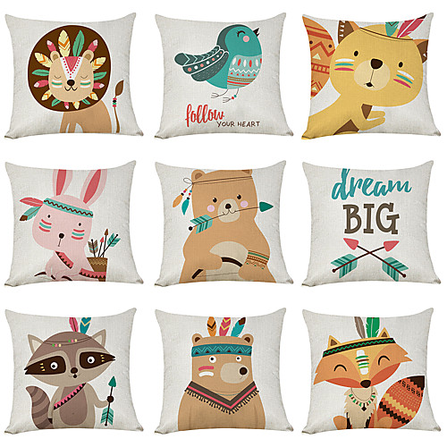 9 pcs Linen Pillow Cover, Cartoon Animals Casual Modern Square Traditional Classic
9 pcs Linen Pillow Cover, Cartoon Animals Casual Modern Square Traditional Classic