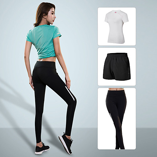 Women's Elastane Tracksuit Activewear Set Workout Outfits 3pcs Round Running Fitness Jogging Reflective Breathable Quick Dry Sportswear Athletic Clothing Set Short Sleeve Activewear Stretchy Regular
Women's Elastane Tracksuit Activewear Set Workout Outfits 3pcs Round Running Fitness Jogging Reflective Breathable Quick Dry Sportswear Athletic Clothing Set Short Sleeve Activewear Stretchy Regular
