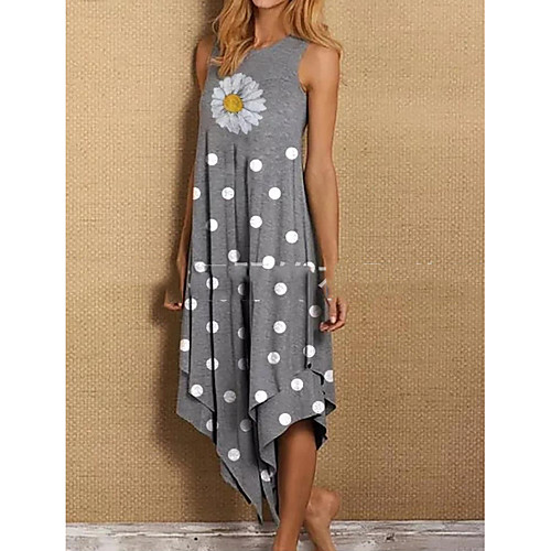 Women's Shift Dress Midi Dress - Sleeveless Polka Dot Summer Casual 2020 Gray S M L XL XXL XXXL
Women's Shift Dress Midi Dress - Sleeveless Polka Dot Summer Casual 2020 Gray S M L XL XXL XXXL