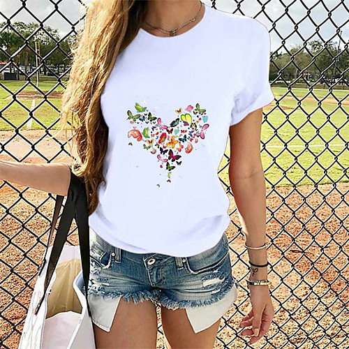 Women's T-shirt Graphic Tops - Print Round Neck Loose Cotton Basic Daily Summer White S M L XL 2XL 3XL 4XL
Women's T-shirt Graphic Tops - Print Round Neck Loose Cotton Basic Daily Summer White S M L XL 2XL 3XL 4XL