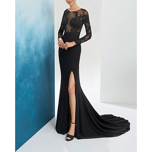 Mermaid / Trumpet Beautiful Back Floral Engagement Formal Evening Dress Illusion Neck Long Sleeve Sweep / Brush Train Chiffon Lace with Split Embroidery 2021
Mermaid / Trumpet Beautiful Back Floral Engagement Formal Evening Dress Illusion Neck Long Sleeve Sweep / Brush Train Chiffon Lace with Split Embroidery 2021