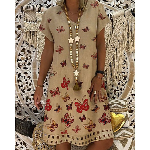 Women's A-Line Dress Knee Length Dress - Short Sleeves Print Summer Casual 2020 White Blue Khaki S M L XL XXL
Women's A-Line Dress Knee Length Dress - Short Sleeves Print Summer Casual 2020 White Blue Khaki S M L XL XXL