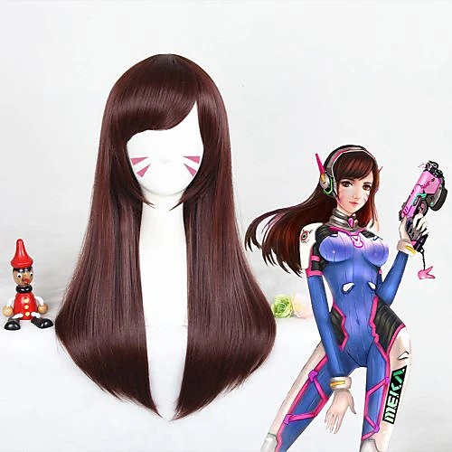 

Cosplay Costume Wig Cosplay Wig Overwatch Straight Cosplay Halloween With Bangs Wig Long Brown Synthetic Hair 23 inch Women's Anime Cosplay Waterfall Brown