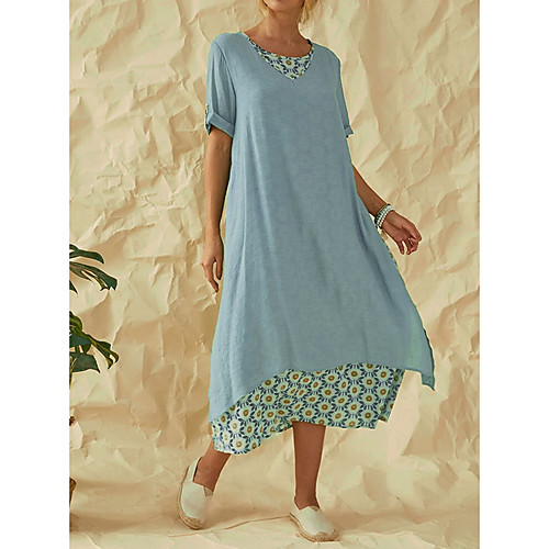 Women's A-Line Dress Midi Dress - Short Sleeves Floral Summer Casual 2020 Green Light Blue M L XL XXL XXXL XXXXL
Women's A-Line Dress Midi Dress - Short Sleeves Floral Summer Casual 2020 Green Light Blue M L XL XXL XXXL XXXXL