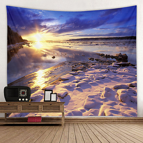 

Beautiful Sunset Over The lake Printed Tapestry Decor Wall Art Tablecloths Bedspread Picnic Blanket Beach Throw Tapestries Colorful Bedroom Hall Dorm Living Room Hanging