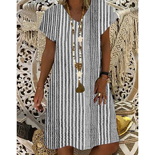 Women's A-Line Dress Knee Length Dress - Short Sleeves Striped Summer V Neck Casual Boho Vacation 2020 Khaki Gray S M L XL XXL XXXL XXXXL XXXXXL
Women's A-Line Dress Knee Length Dress - Short Sleeves Striped Summer V Neck Casual Boho Vacation 2020 Khaki Gray S M L XL XXL XXXL XXXXL XXXXXL