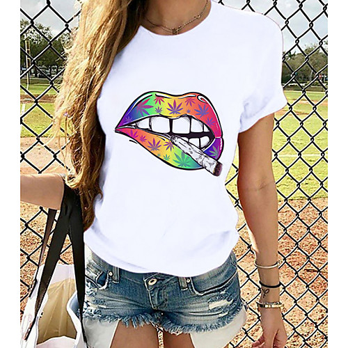 Women's T-shirt Graphic Tops - Print Round Neck Basic Daily Spring Summer White XS S M L XL 2XL 3XL 4XL
Women's T-shirt Graphic Tops - Print Round Neck Basic Daily Spring Summer White XS S M L XL 2XL 3XL 4XL