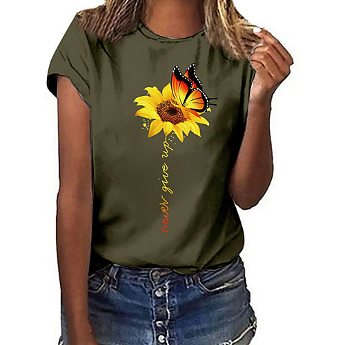 Women's T shirt Geometric Sunflower Round Neck Tops Basic Top White Black Yellow
Women's T shirt Geometric Sunflower Round Neck Tops Basic Top White Black Yellow