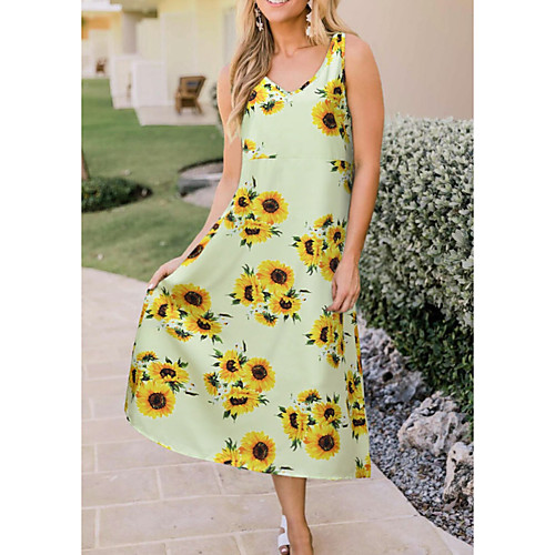 Women's A-Line Dress Midi Dress - Sleeveless Floral Summer Casual 2020 Black Light Green Gray Light Blue S M L XL XXL XXXL
Women's A-Line Dress Midi Dress - Sleeveless Floral Summer Casual 2020 Black Light Green Gray Light Blue S M L XL XXL XXXL