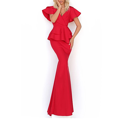 Mermaid / Trumpet Elegant Sexy Engagement Formal Evening Dress V Neck Short Sleeve Floor Length Stretch Satin with Sleek 2021
Mermaid / Trumpet Elegant Sexy Engagement Formal Evening Dress V Neck Short Sleeve Floor Length Stretch Satin with Sleek 2021
