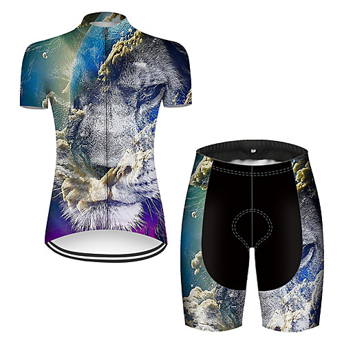 21Grams Women's Short Sleeve Cycling Jersey with Shorts Nylon Polyester Black / White Gradient Animal Lion Bike Clothing Suit Breathable 3D Pad Quick Dry Ultraviolet Resistant Reflective Strips Sports
21Grams Women's Short Sleeve Cycling Jersey with Shorts Nylon Polyester Black / White Gradient Animal Lion Bike Clothing Suit Breathable 3D Pad Quick Dry Ultraviolet Resistant Reflective Strips Sports