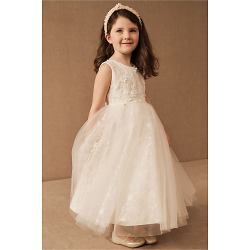 A-Line Knee Length Wedding / Party Flower Girl Dresses - Lace / Tulle Sleeveless Jewel Neck with Solid
A-Line Knee Length Wedding / Party Flower Girl Dresses - Lace / Tulle Sleeveless Jewel Neck with Solid